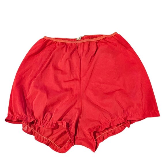 VTG 60s Red Nylon Bloomers Pinup Sissy Size M To L Ruffle Leg‎ Lingerie Shorts - Picture 2 of 11